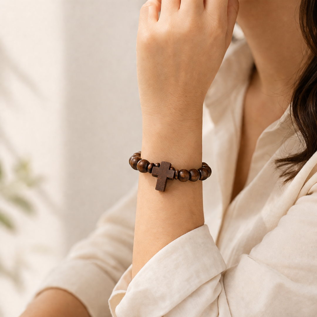 Wood Christian Bracelet Fashion Accessories Catholic Prayer Rosary Bracelet Christian Wooden Beads