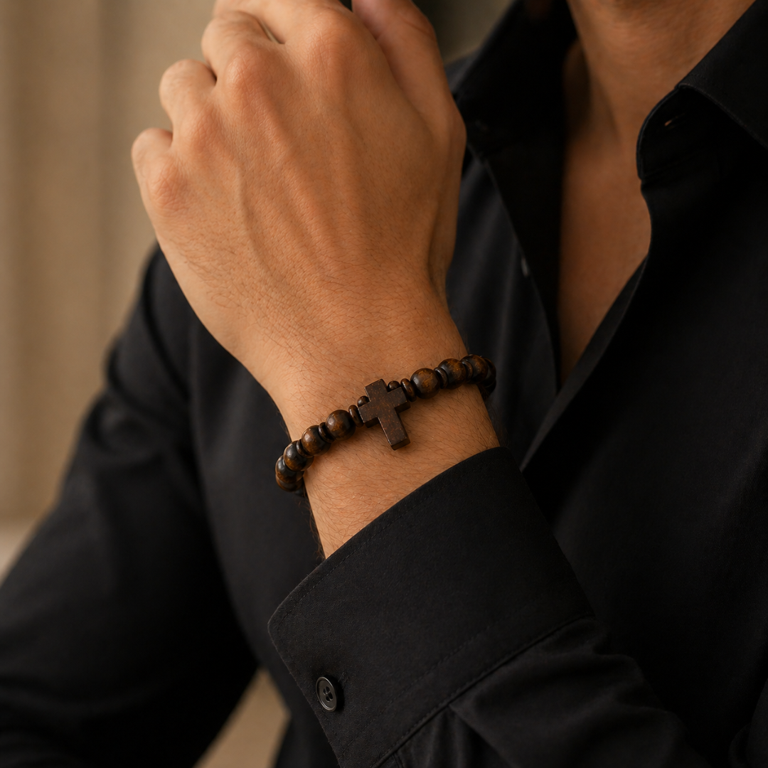 Wood Christian Bracelet Fashion Accessories Catholic Prayer Rosary Bracelet Christian Wooden Beads