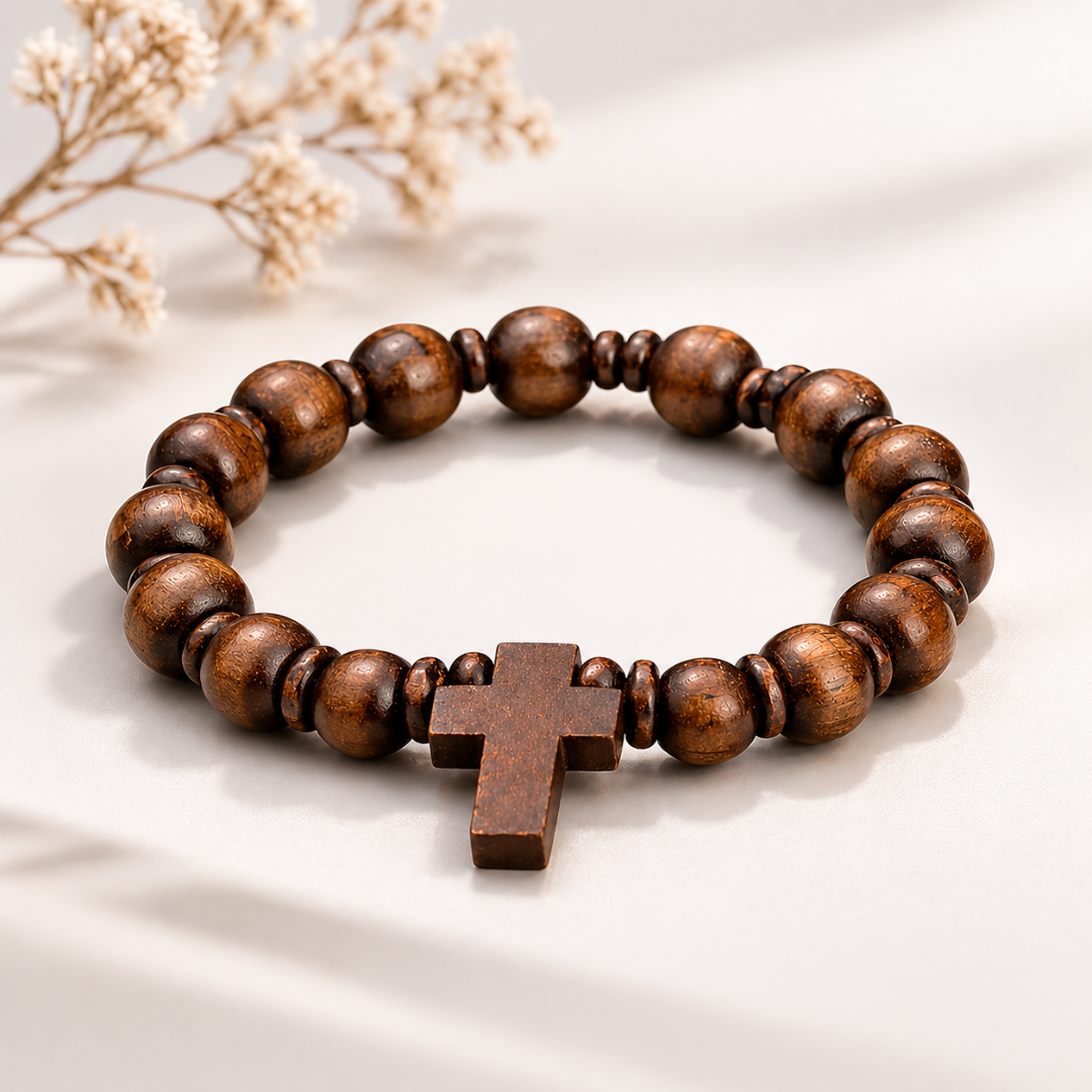 Wood Christian Bracelet Fashion Accessories Catholic Prayer Rosary Bracelet Christian Wooden Beads