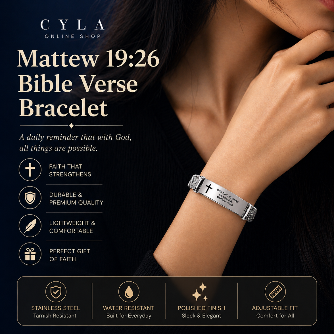 Fashion Christian Bracelet Adjustable Stainless Steel Plate Bible Verse Faith Wristband Gift