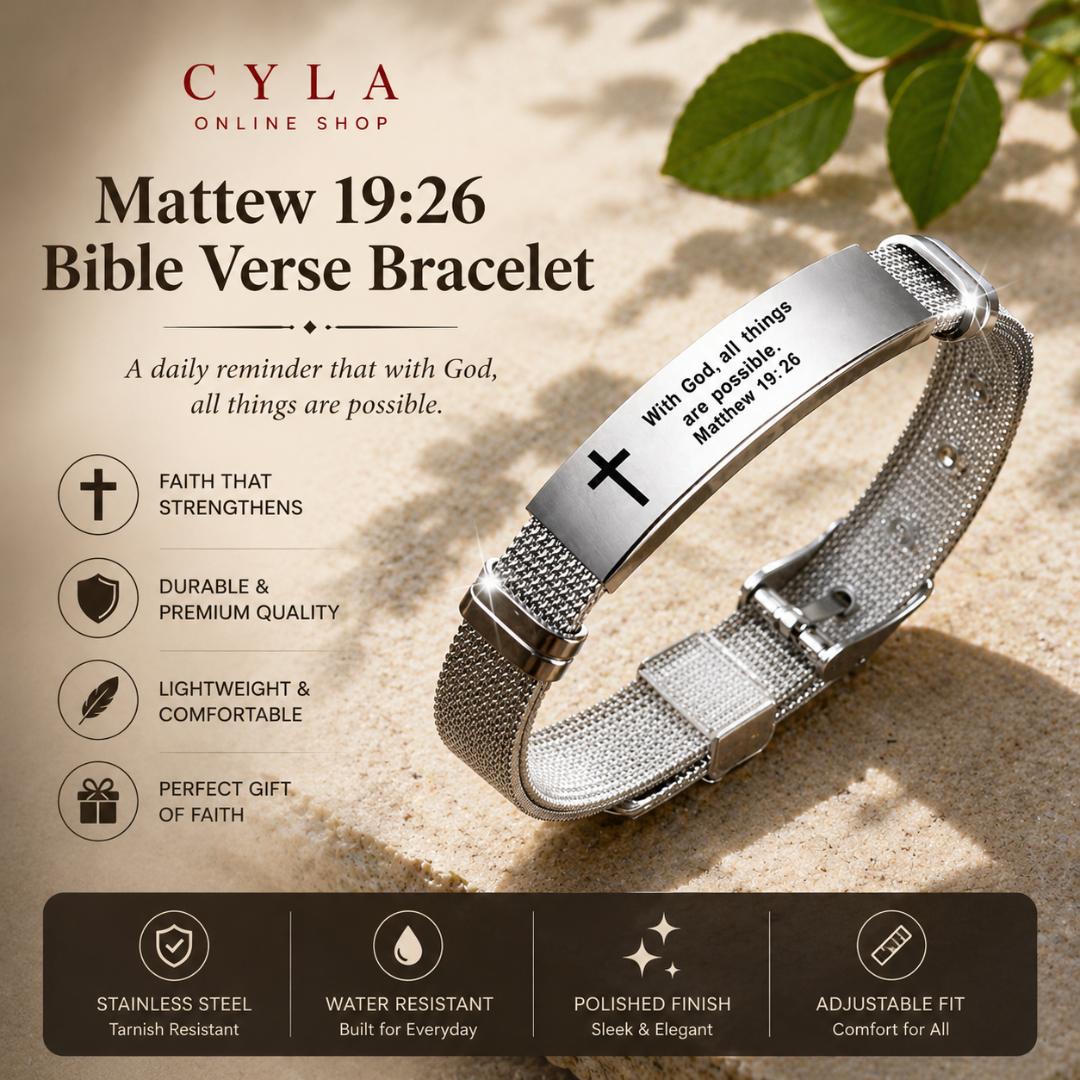 Fashion Christian Bracelet Adjustable Stainless Steel Plate Bible Verse Faith Wristband Gift