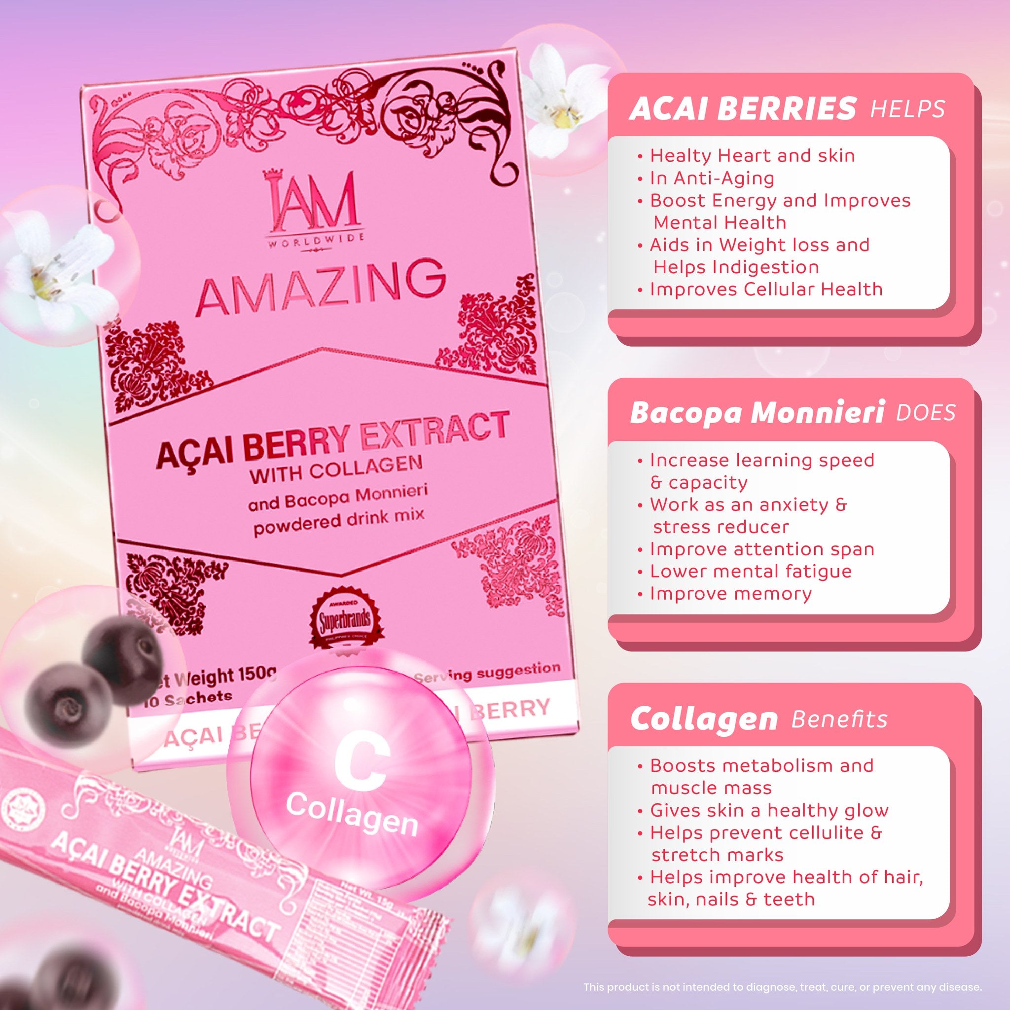 Amazing Acai Berry Extract with Collagen and Bacopa Monnieri